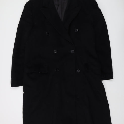 Beatties Mens Black Overcoat Coat Size L Button