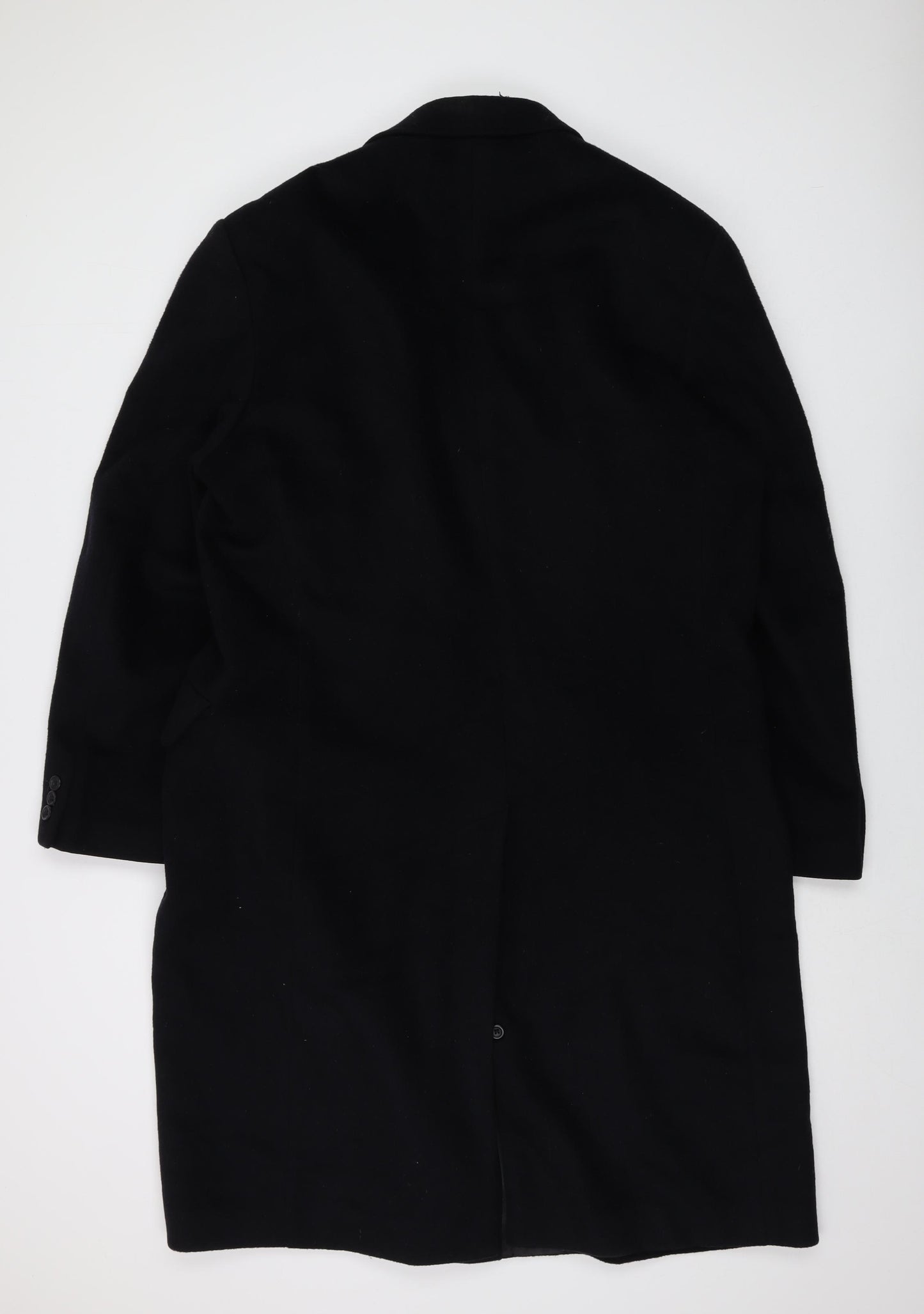 Beatties Mens Black Overcoat Coat Size L Button