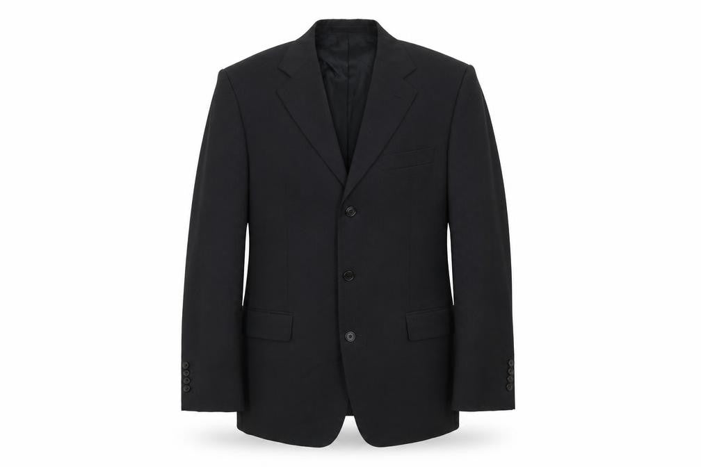 Front view of BOSS men’s grey wool jacket suit jacket, size 44, regular
