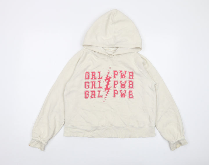 Gap Girls Ivory Cotton Pullover Hoodie Size 10-11 Years Pullover