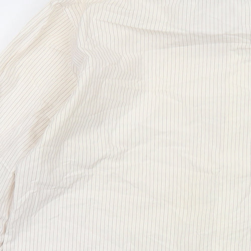 Ungaro Mens Ivory Striped Cotton Button-Up Size 16 Collared Button
