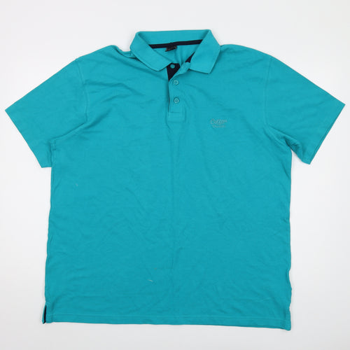 Cotton Traders Mens Blue Cotton Polo Size L Collared Button