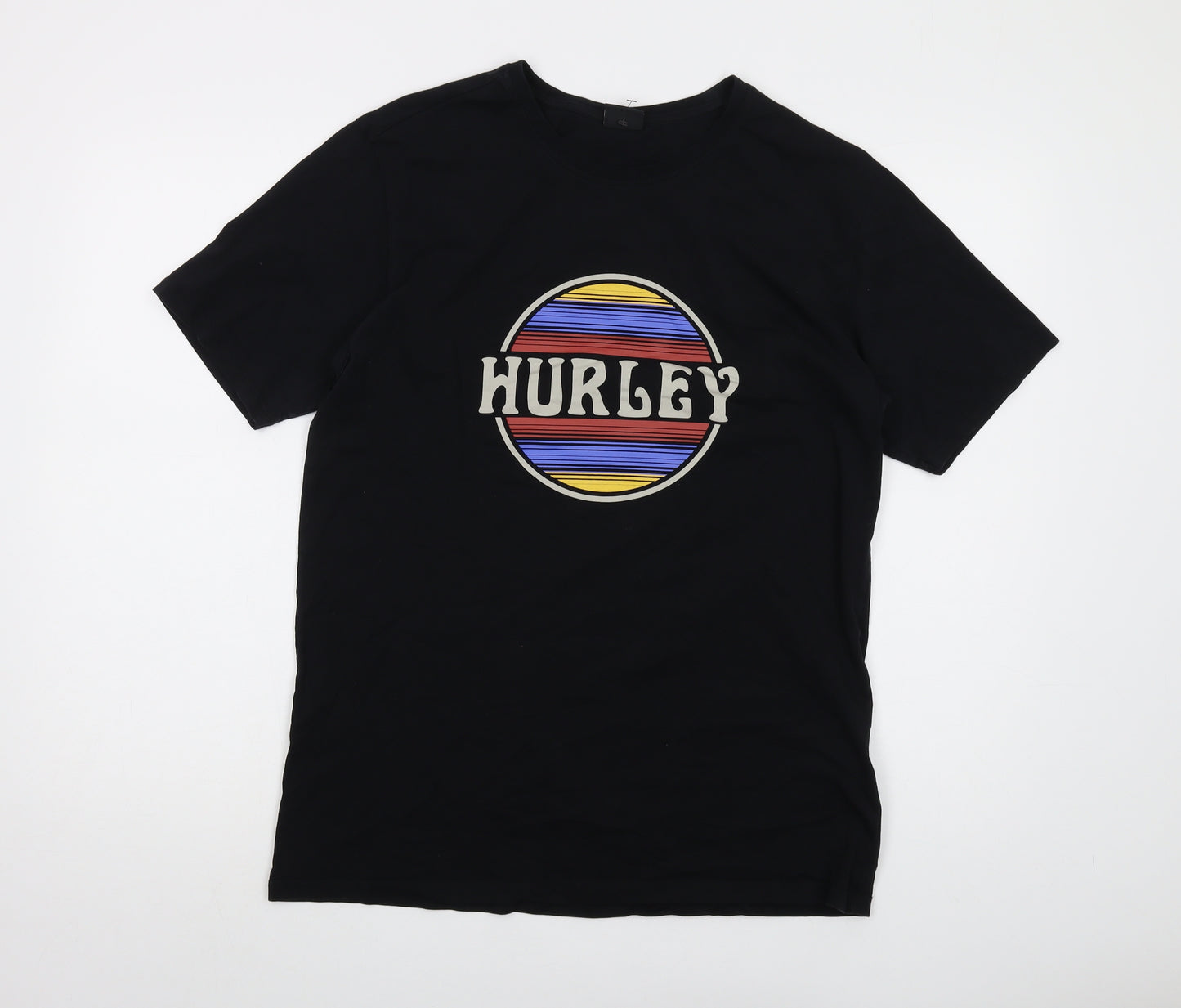 Hurley Mens Black Cotton T-Shirt Size XL Crew Neck