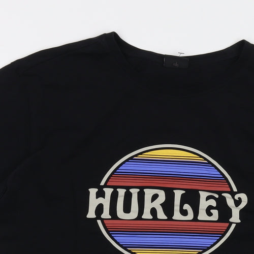 Hurley Mens Black Cotton T-Shirt Size XL Crew Neck