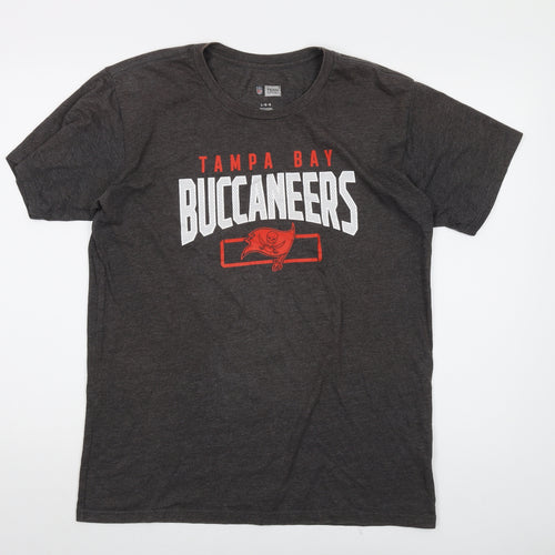 Buccaneers Mens Grey Polyester T-Shirt Size L Crew Neck