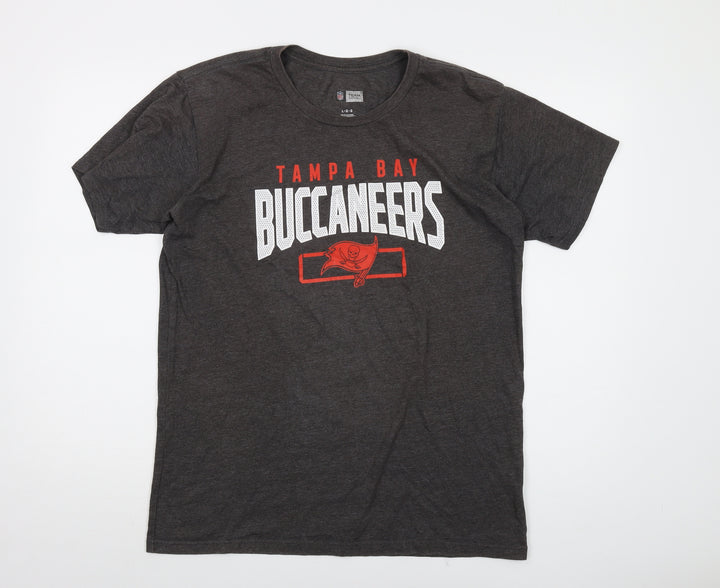 Buccaneers Mens Grey Polyester T-Shirt Size L Crew Neck
