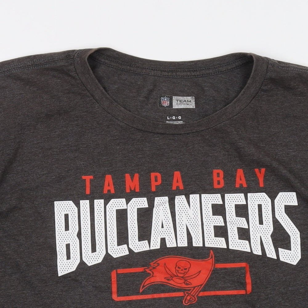 Buccaneers Mens Grey Polyester T-Shirt Size L Crew Neck