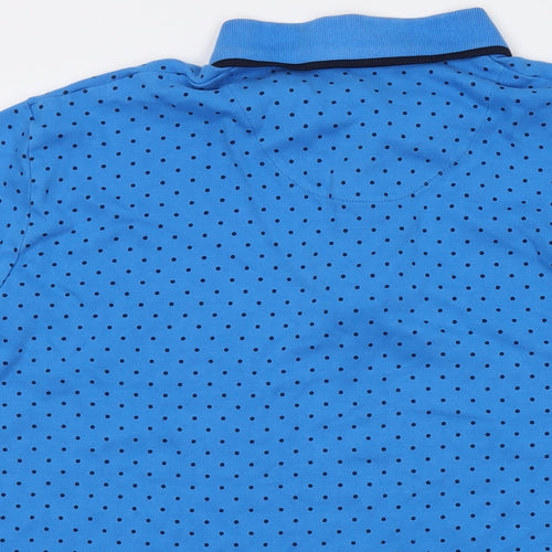 Cotton Traders Mens Blue Polka Dot Cotton Polo Size 2XL Collared Button