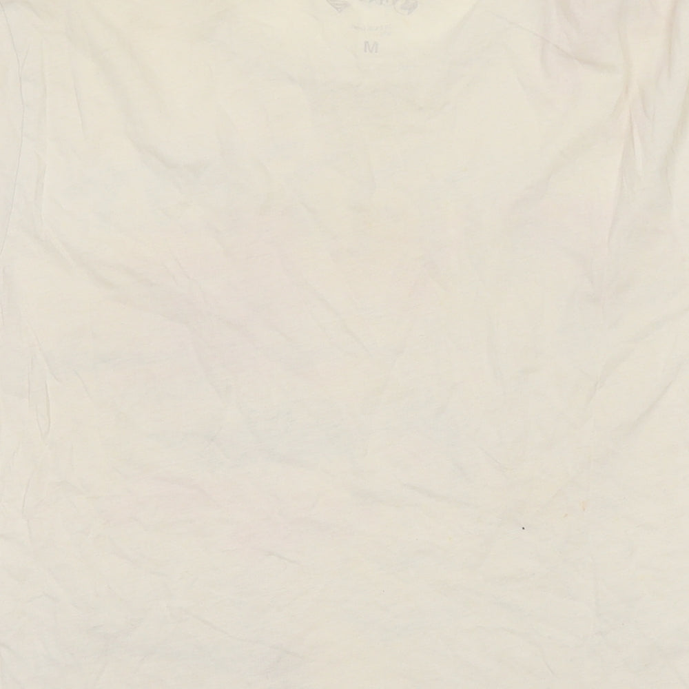 Superman Mens Beige Cotton T-Shirt Size M Round Neck