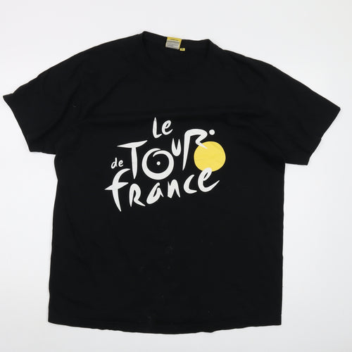 Le Tour de France Mens Black Cotton T-Shirt Size XL Crew Neck