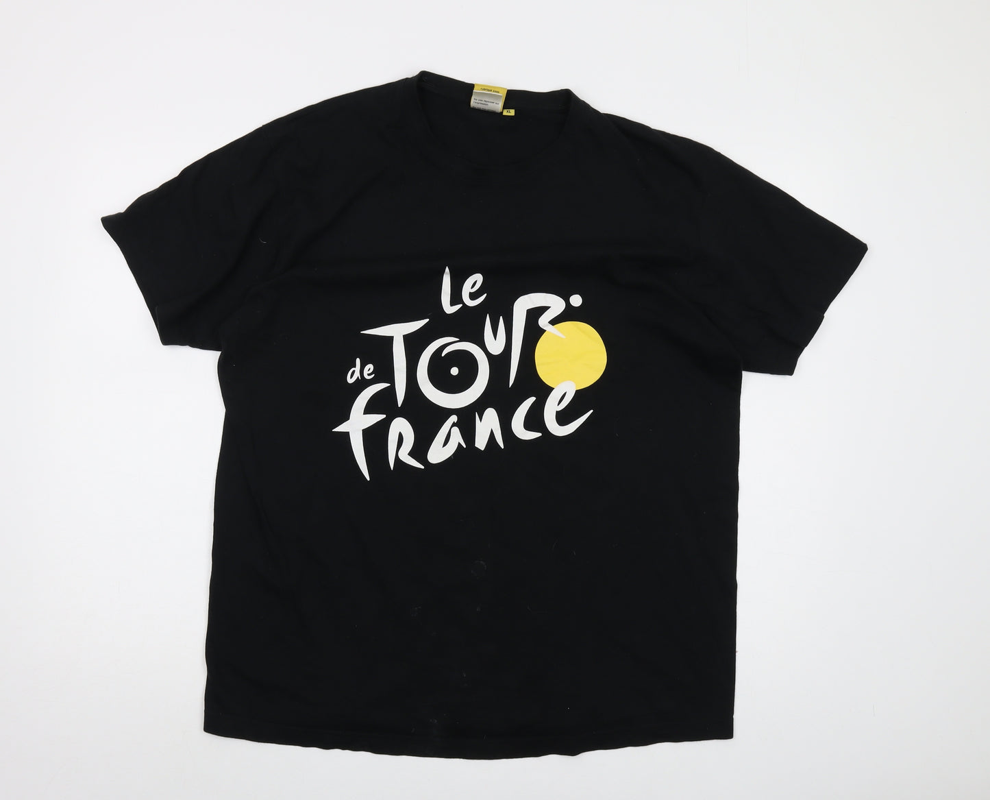 Le Tour de France Mens Black Cotton T-Shirt Size XL Crew Neck