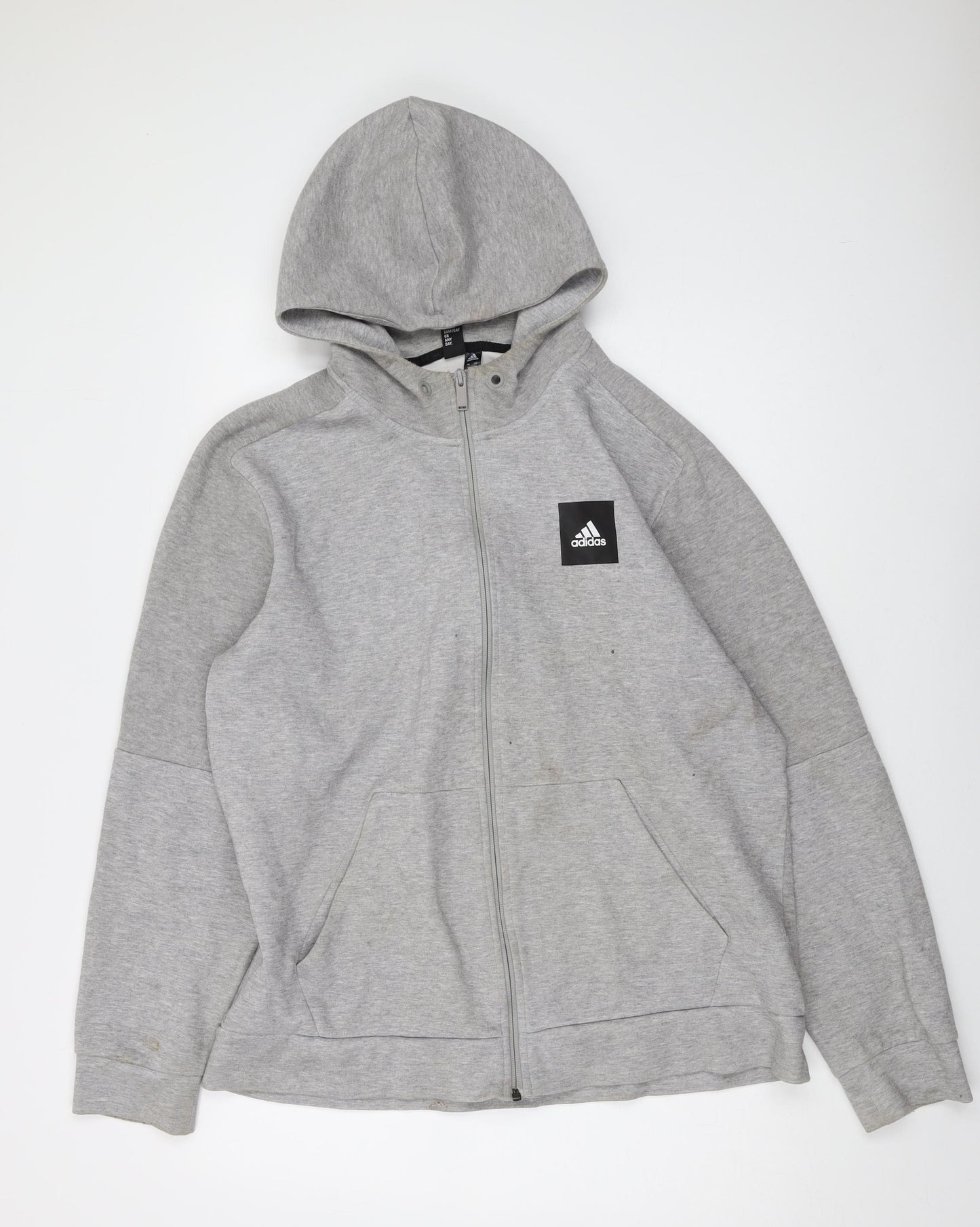 adidas Mens Grey Cotton Full Zip Hoodie Size L