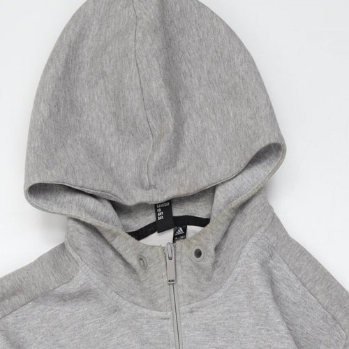 adidas Mens Grey Cotton Full Zip Hoodie Size L