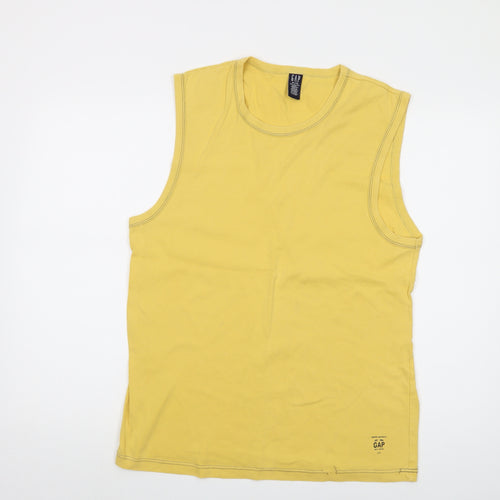 Gap Mens Yellow Cotton T-Shirt Size XL Round Neck