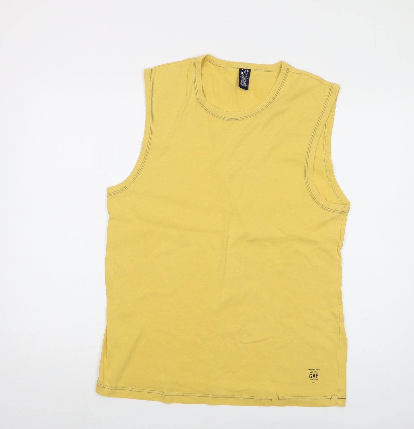 Gap Mens Yellow Cotton T-Shirt Size XL Round Neck