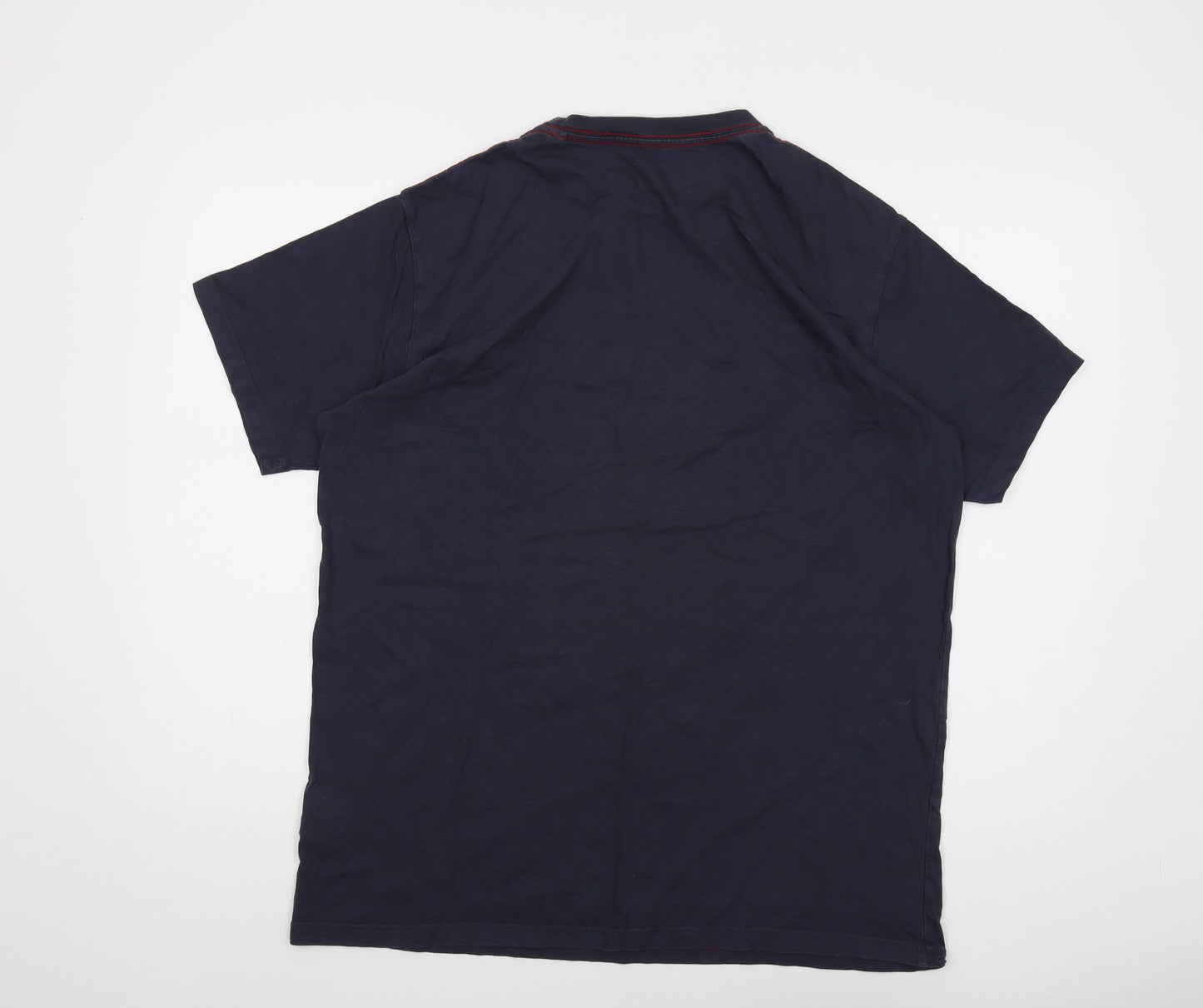 Weird Fish Mens Blue Cotton T-Shirt Size L Crew Neck