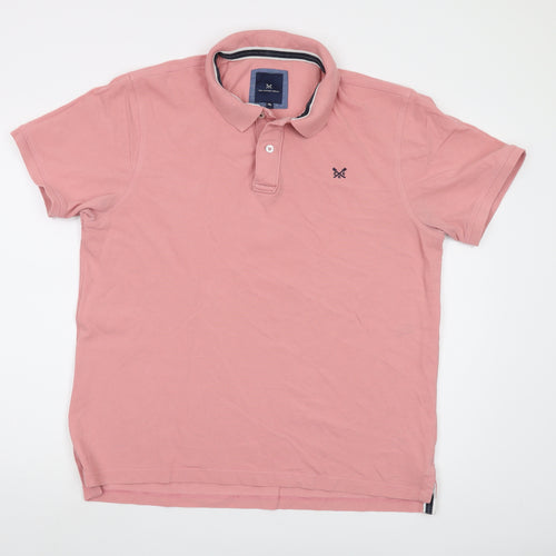 Crew Clothing Mens Pink Cotton Polo Size XL Collared Button