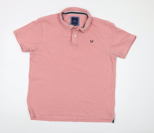 Crew Clothing Mens Pink Cotton Polo Size XL Collared Button