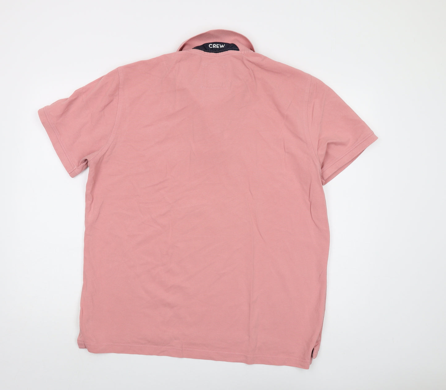 Crew Clothing Mens Pink Cotton Polo Size XL Collared Button