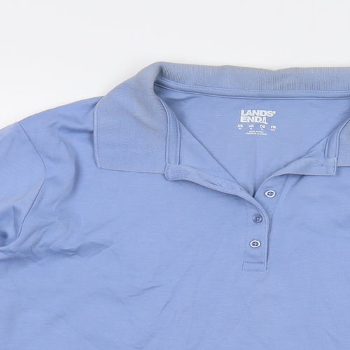 Lands' End Mens Blue Cotton Polo Size XL Collared Button