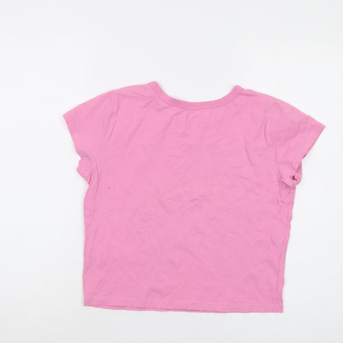 Hollister Womens Pink Cotton Cropped T-Shirt Size M Round Neck