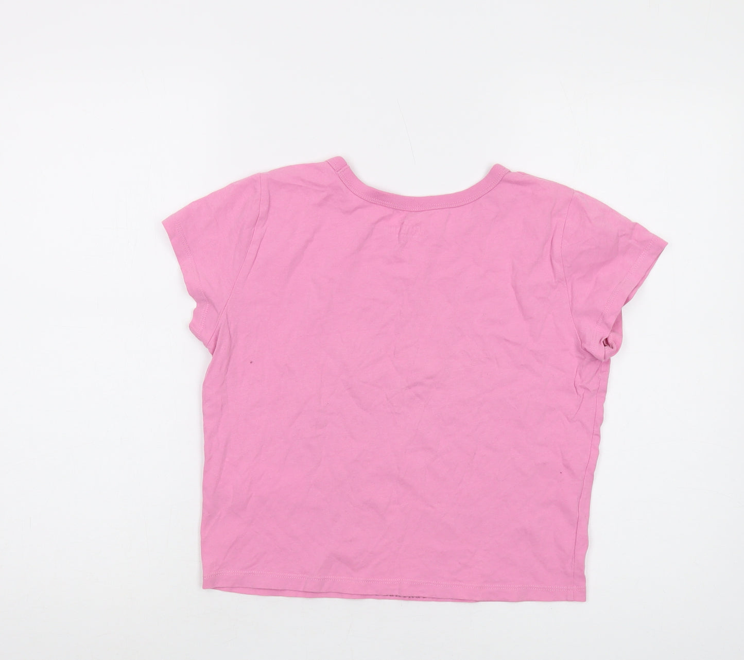 Hollister Womens Pink Cotton Cropped T-Shirt Size M Round Neck