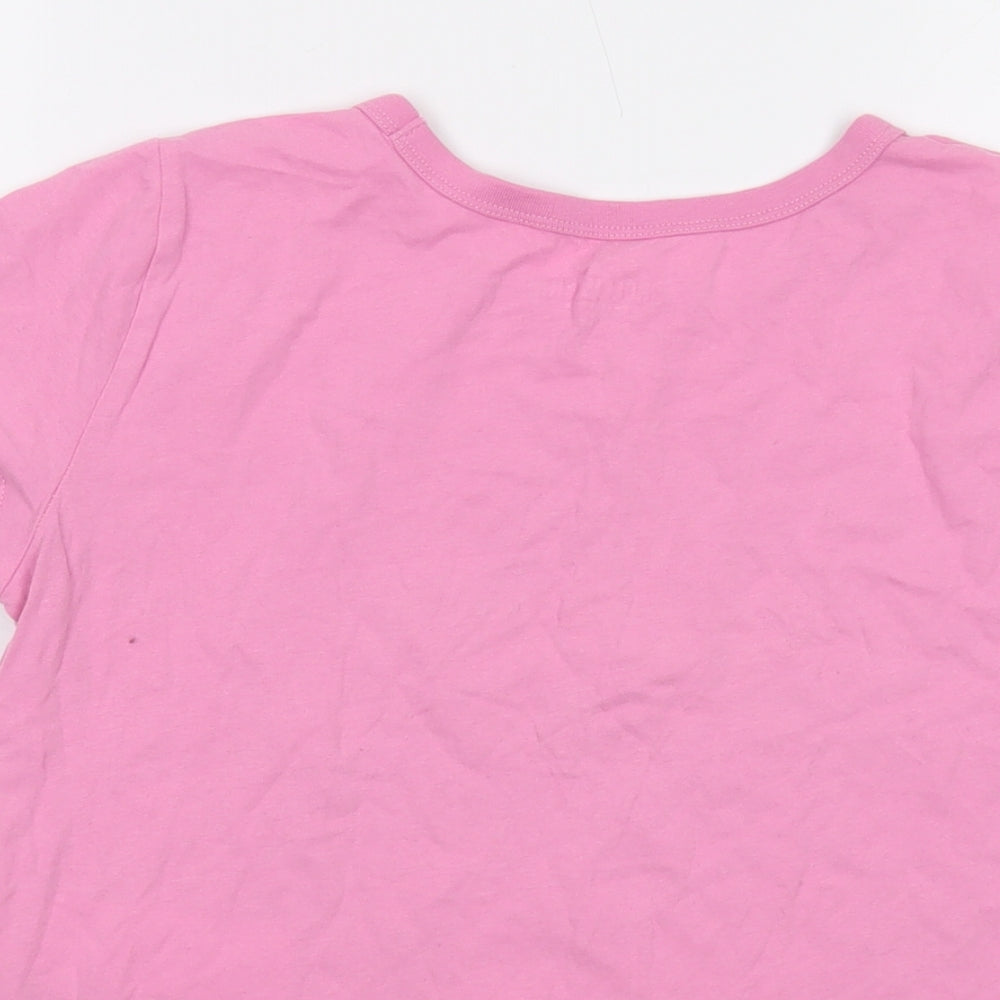 Hollister Womens Pink Cotton Cropped T-Shirt Size M Round Neck