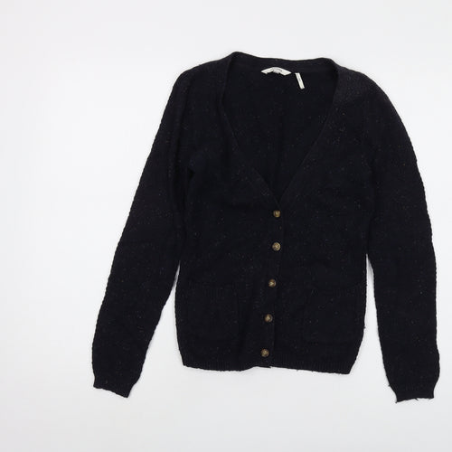 Fat Face Womens Blue V-Neck Cotton Cardigan Jumper Size 6