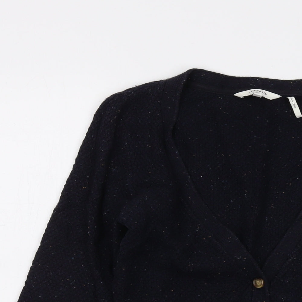 Fat Face Womens Blue V-Neck Cotton Cardigan Jumper Size 6