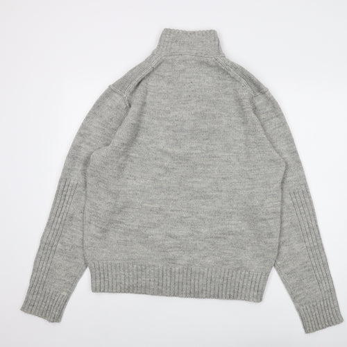 Keningston Mens Grey Mock Neck Acrylic Pullover Jumper Size XL Long Sleeve