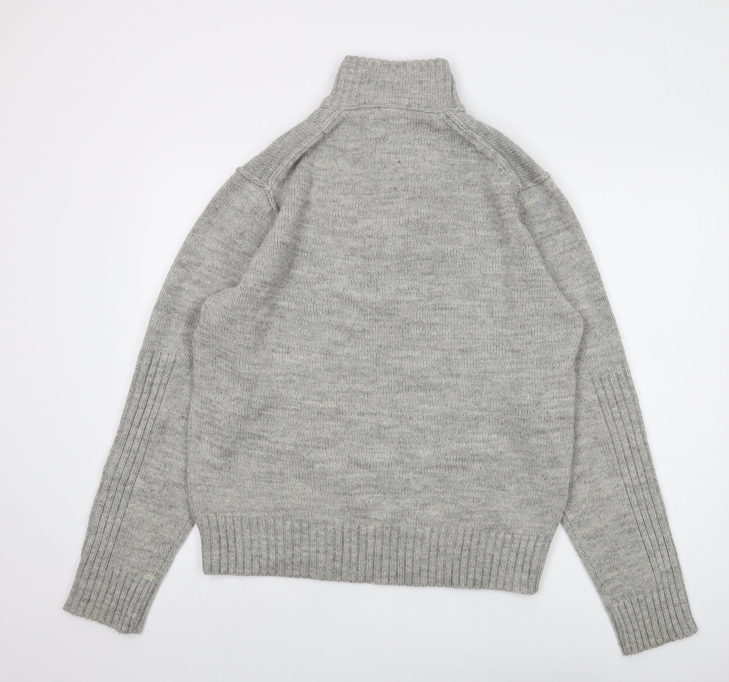 Keningston Mens Grey Mock Neck Acrylic Pullover Jumper Size XL Long Sleeve