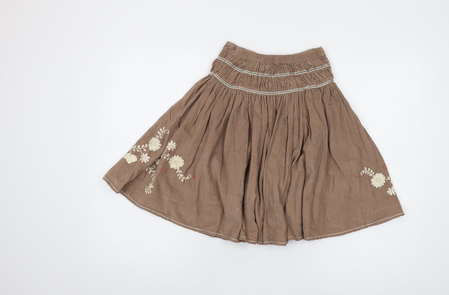 Monsoon Girls Beige Cotton A-Line Skirt Size 8-9 Years Regular Pull On