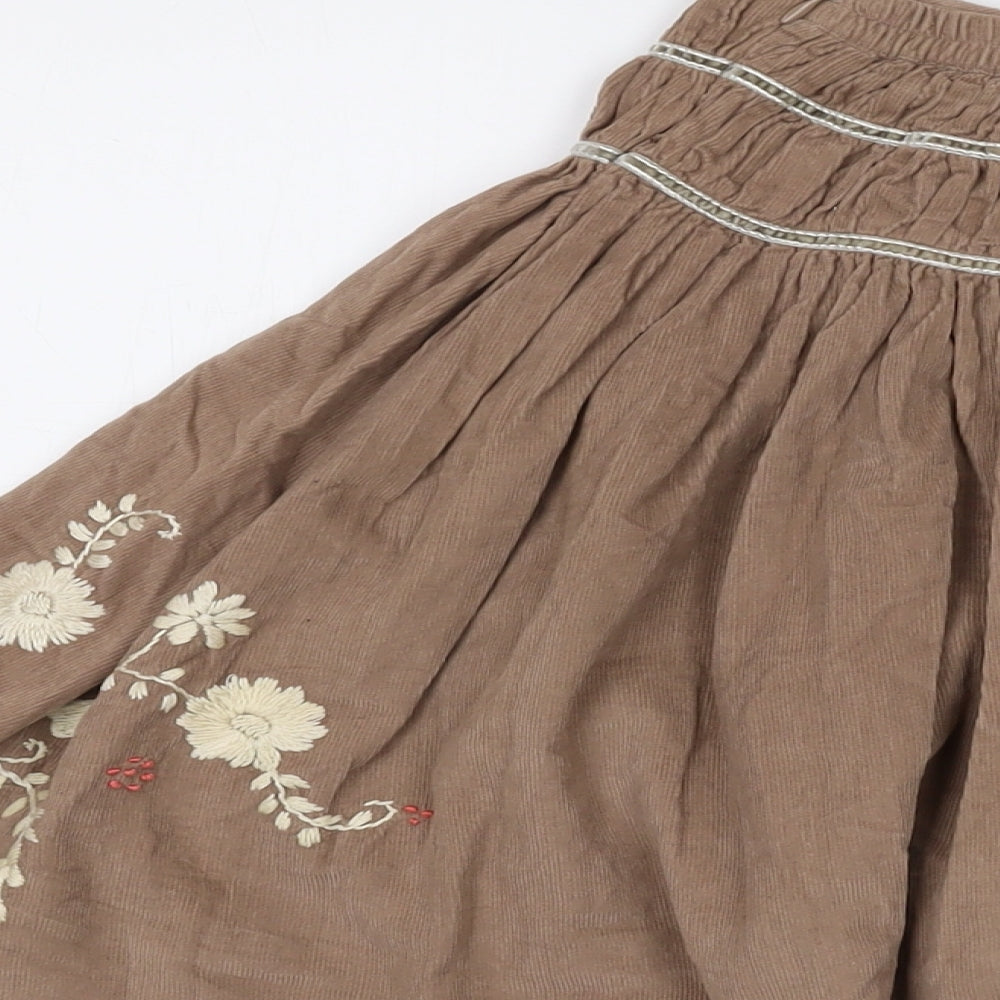 Monsoon Girls Beige Cotton A-Line Skirt Size 8-9 Years Regular Pull On
