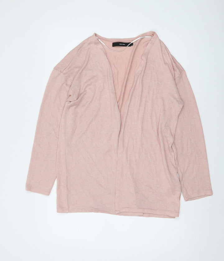 VERO MODA Womens Pink V-Neck Viscose Cardigan Jumper Size L