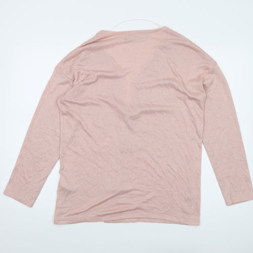 VERO MODA Womens Pink V-Neck Viscose Cardigan Jumper Size L