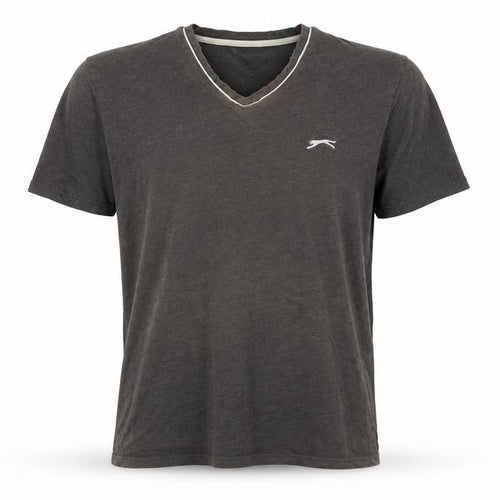 Slazenger Mens Grey Cotton T-Shirt Size L V-Neck