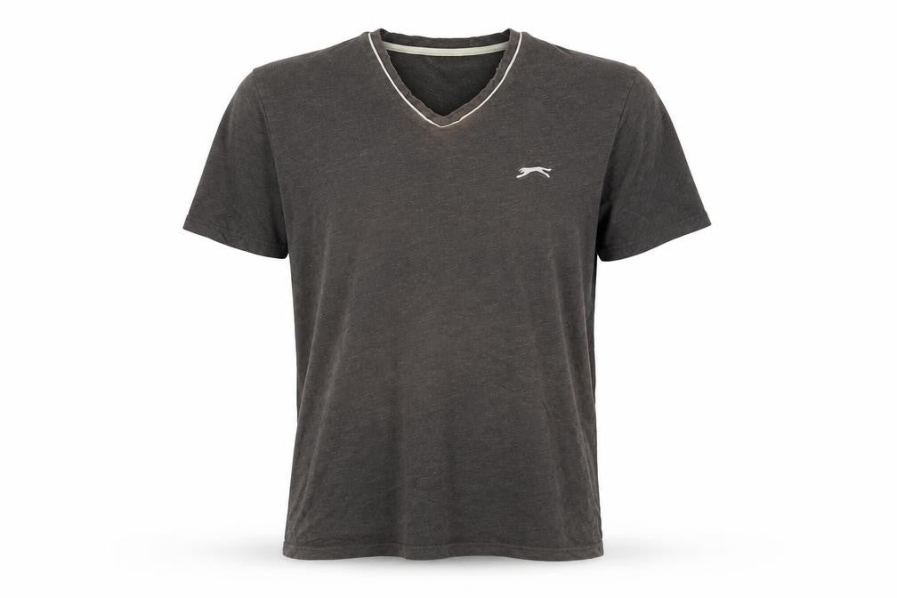 Slazenger Mens Grey Cotton T-Shirt Size L V-Neck
