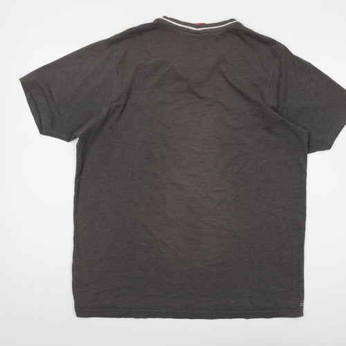 Slazenger Mens Grey Cotton T-Shirt Size L V-Neck