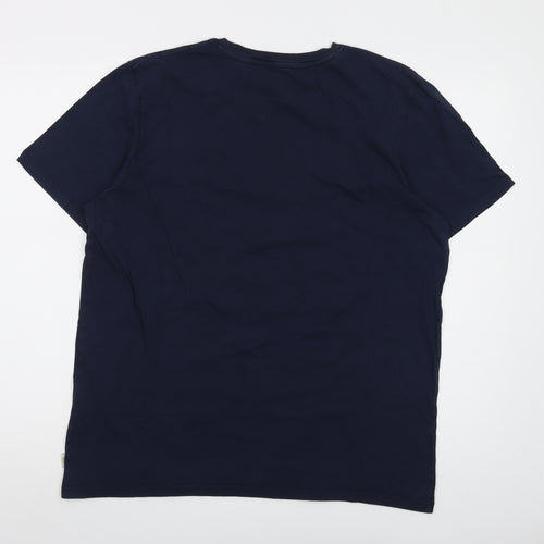 JACK & JONES Mens Blue Cotton T-Shirt Size XL Crew Neck