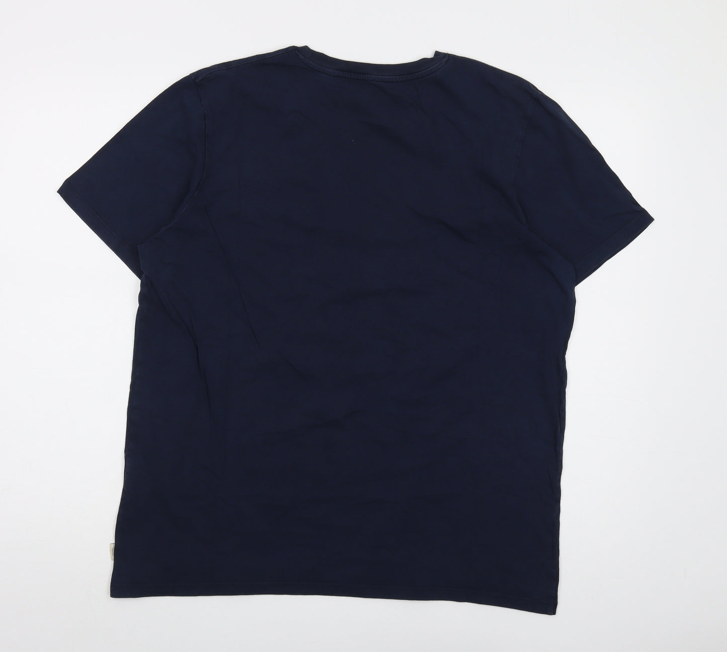 JACK & JONES Mens Blue Cotton T-Shirt Size XL Crew Neck