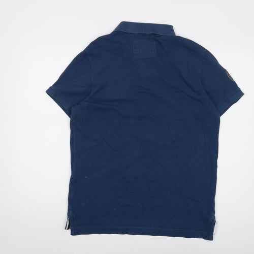 Superdry Mens Blue Cotton Polo Size XL Collared Button