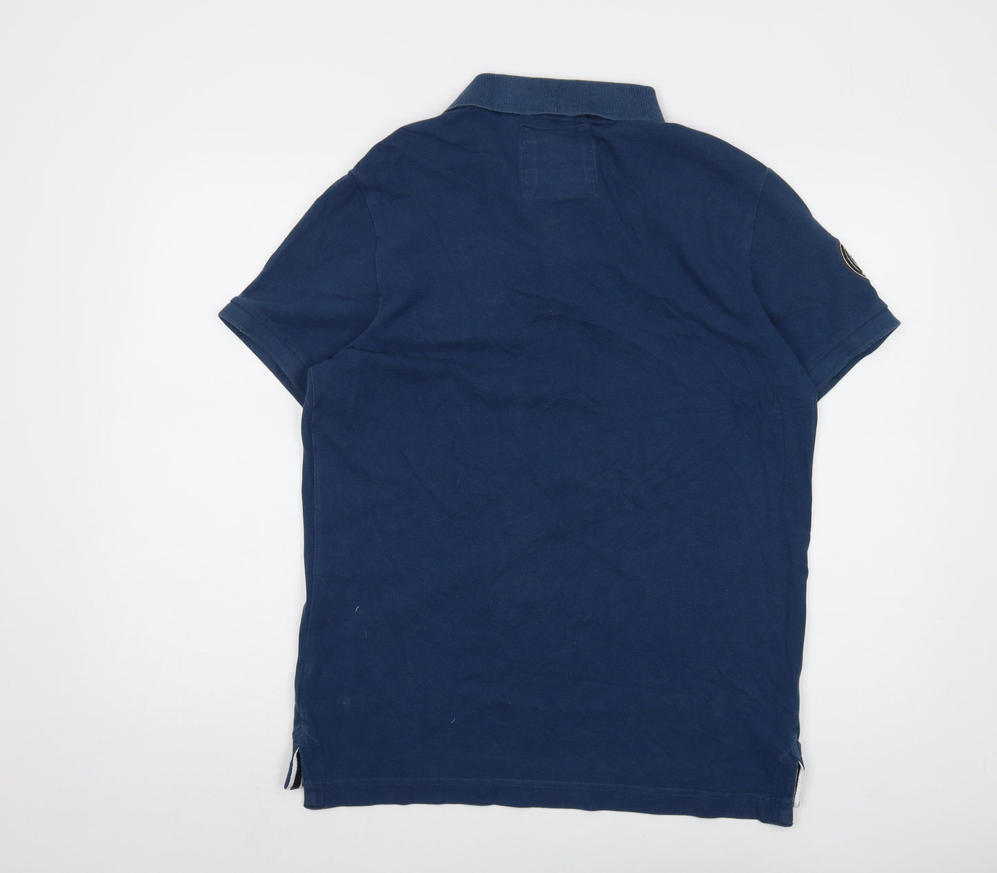 Superdry Mens Blue Cotton Polo Size XL Collared Button