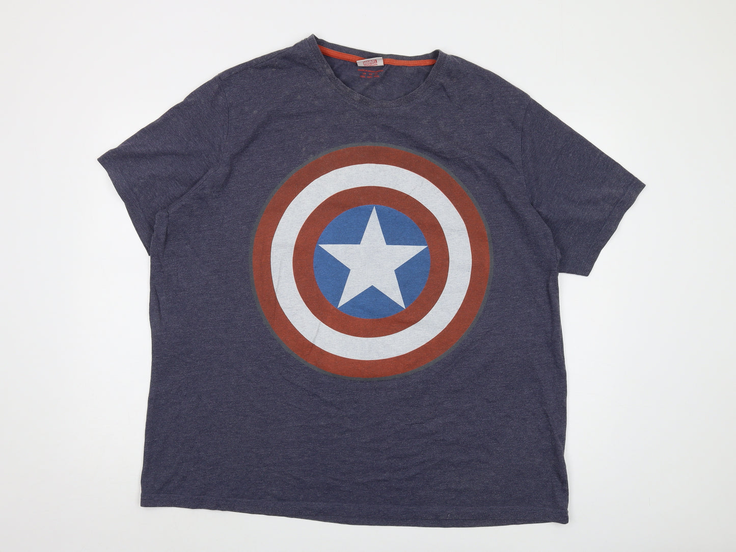 Marvel Mens Blue Cotton T-Shirt Size 3XL Crew Neck