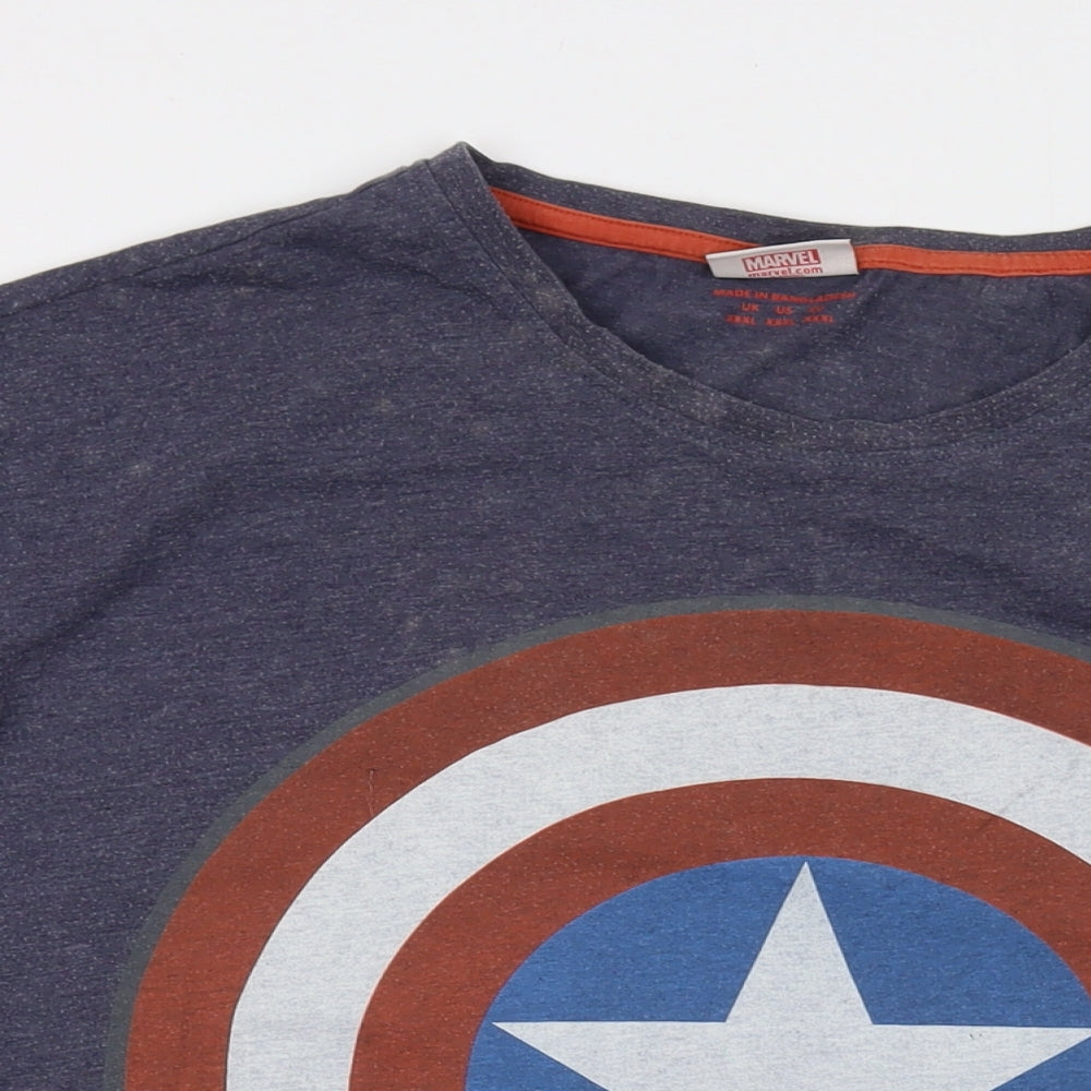 Marvel Mens Blue Cotton T-Shirt Size 3XL Crew Neck
