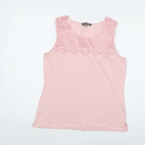 Laura Ashley Womens Pink Cotton Basic Tank Size 12 Round Neck