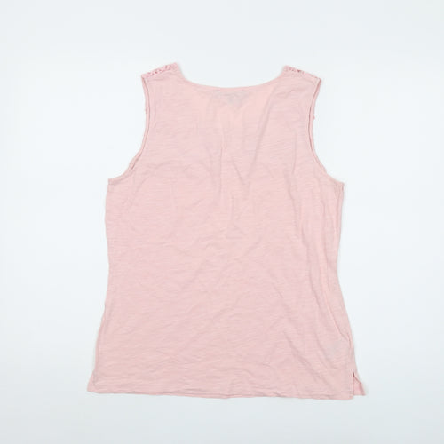 Laura Ashley Womens Pink Cotton Basic Tank Size 12 Round Neck