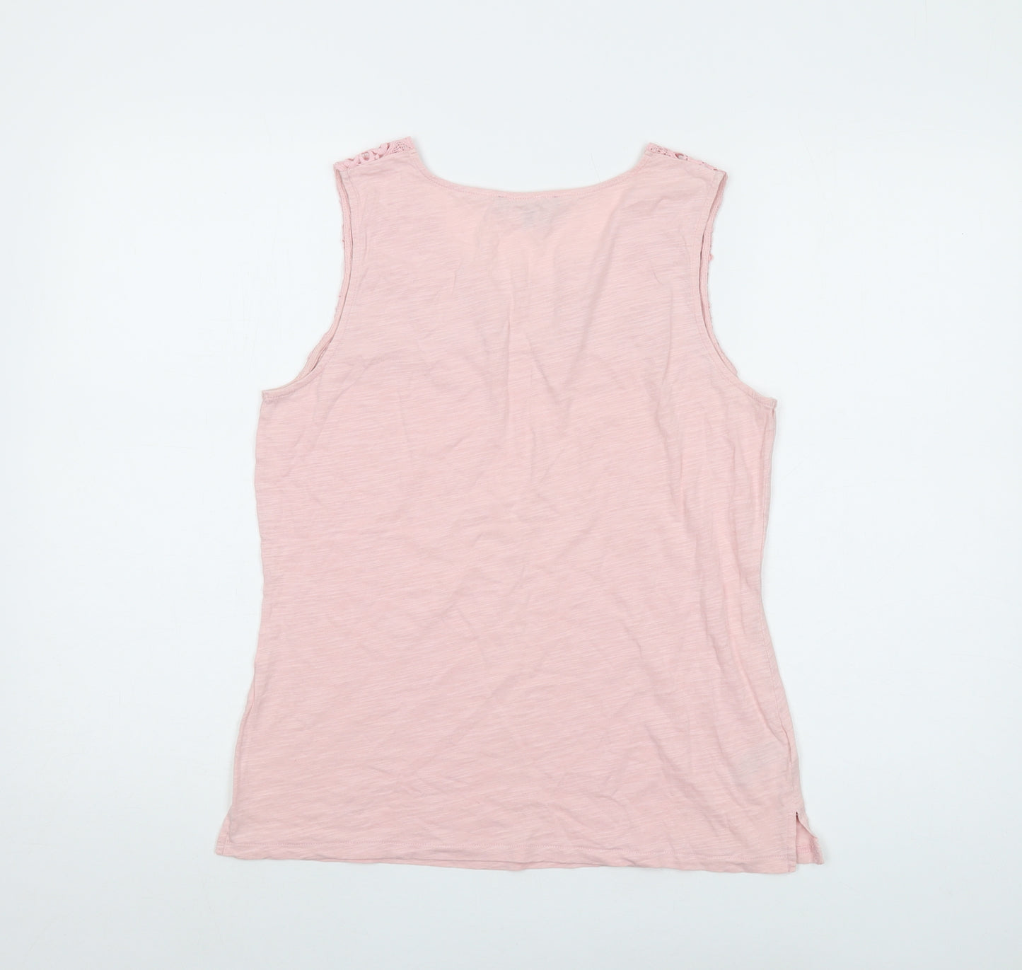 Laura Ashley Womens Pink Cotton Basic Tank Size 12 Round Neck