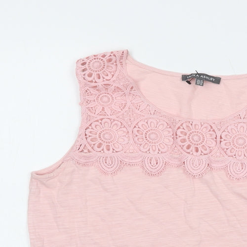 Laura Ashley Womens Pink Cotton Basic Tank Size 12 Round Neck