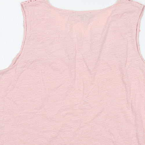 Laura Ashley Womens Pink Cotton Basic Tank Size 12 Round Neck