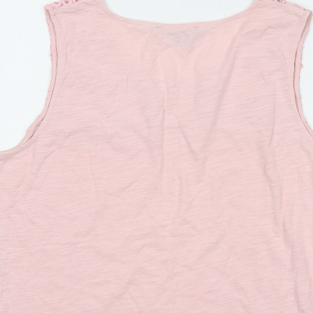 Laura Ashley Womens Pink Cotton Basic Tank Size 12 Round Neck